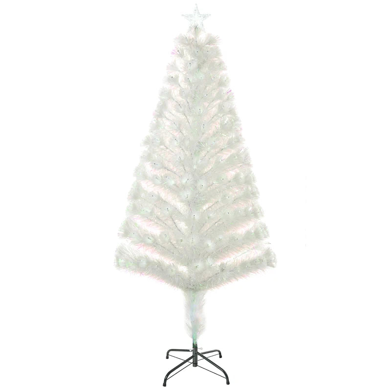5ft Prelit Artificial Christmas Tree with Fiber Optic LED Lights - White Holiday Home Xmas Decoration