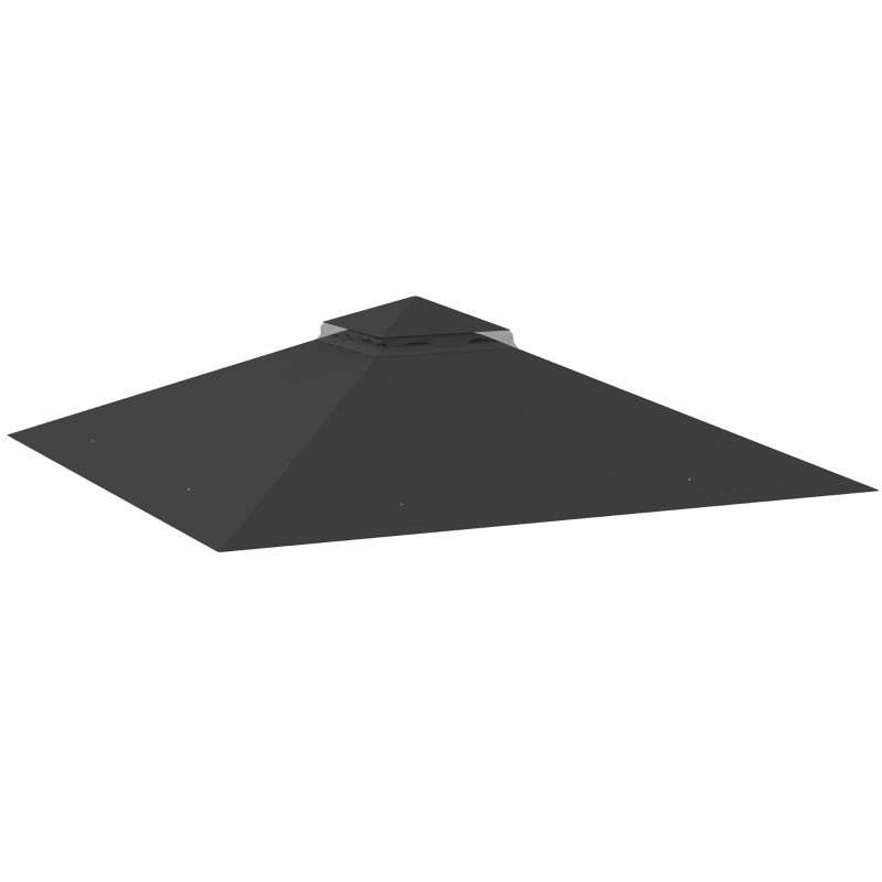 3mx3m Black Replacement Gazebo Canopy - Double Tier Roof Top for Garden, Patio, Outdoor Use (Top Only)