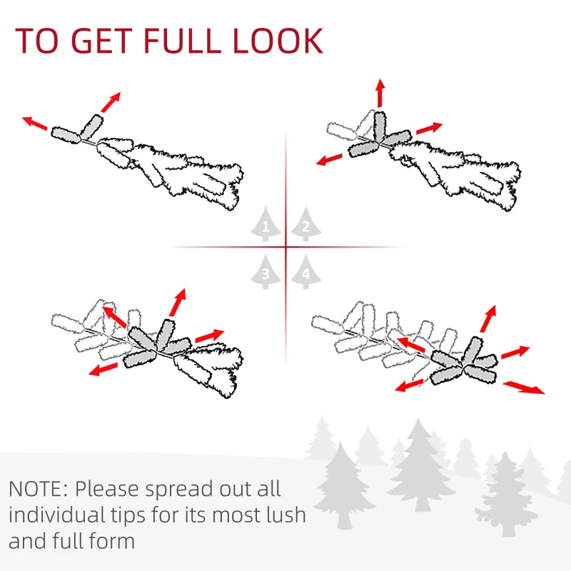 1.2m Pre-Lit Christmas Tree Entrance Décor - 4ft Xmas Tree with 750 Tips & 80 LED Lights in Vase Base