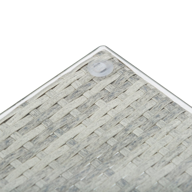 Three-Piece Corner Rattan Set With Glass Coffee Table