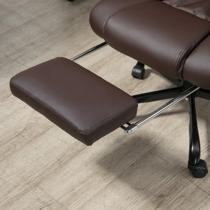 Vinsetto 6-Point Massage Office Chair - Adjustable PU Leather Desk Chair with Footrest for Home Office, Brown