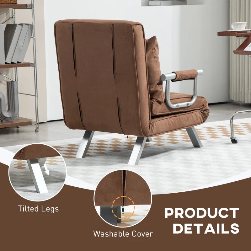 Versatile 4-in-1 Faux Suede Chair Bed in Coffee Colour for Ultimate Comfort and Style