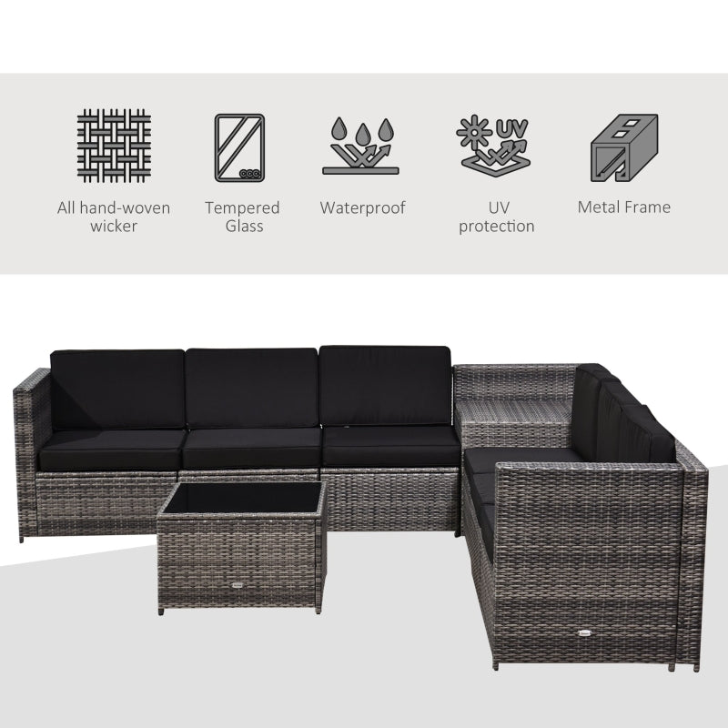 6-Seater Rattan Corner Sofa Set Set With Cushions
