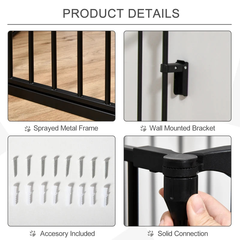 5-Panel Metal Pet Playpen with Walk-Through Door - Black Dog Fence for Indoor/Outdoor Use, Durable & Easy to Assemble