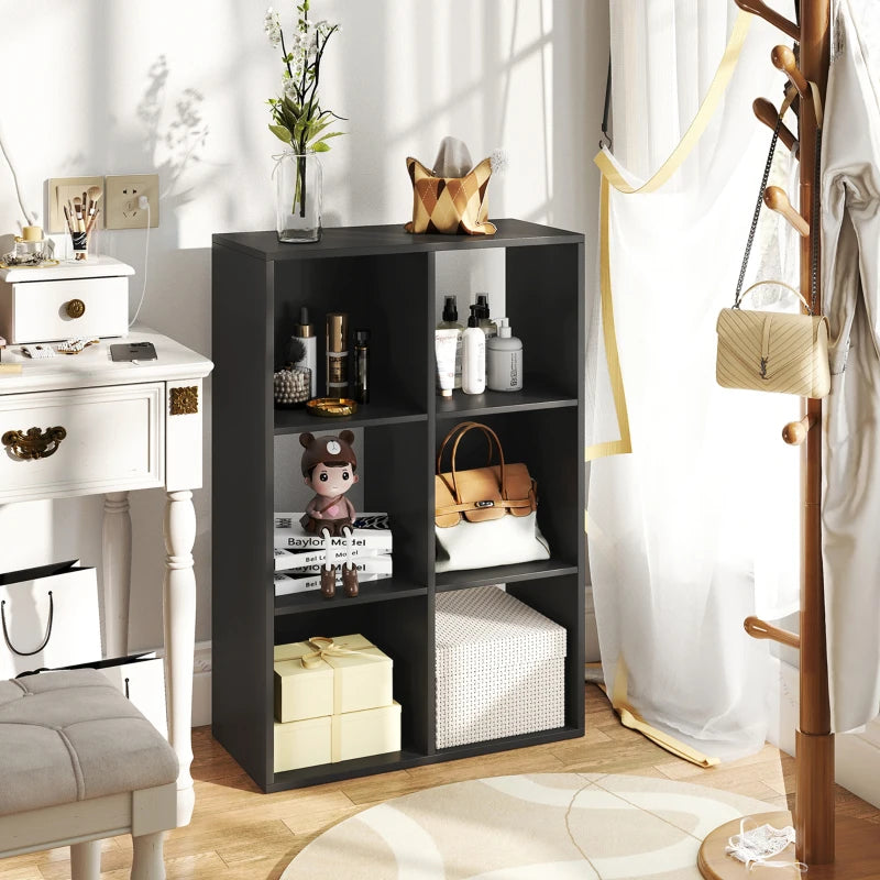 Stylish 6-Cube Bookshelf in Black - Modern Storage Solution for Home or Office, Perfect for Organizing Books and Decor