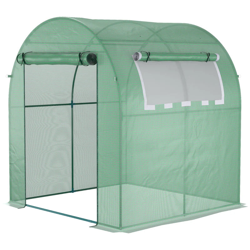Green Garden Polytunnel Greenhouse with Roll-up Window and Door, 1.8 x 1.8 x 2 m