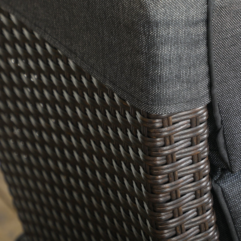 Grey Outdoor Recliner Chair with Adjustable Backrest, Footrest, Cushion, and Side Tray