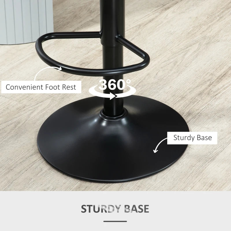 Set of 2 Grey PU Leather Swivel Bar Stools with Backrest & Footrest for Kitchen, Counter & Breakfast Bar
