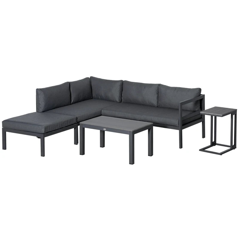 5-Piece Aluminium Framed Sofa With Black Cushions