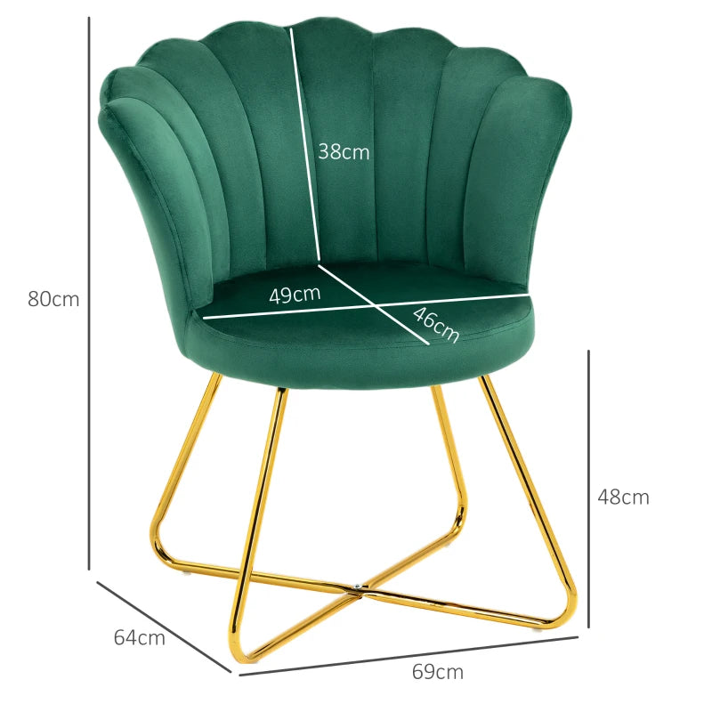 Velvet-Feel Lotus Petal Accent Chair in Green for Stylish Home Decor