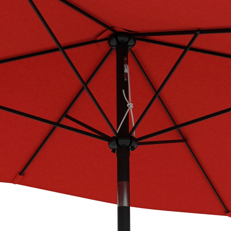 Rectangular Garden Parasol Umbrella 2 x 3m - Wine Red Outdoor Market Sun Shade with Crank & Push Button Tilt, Aluminium Pole, 6 Ribs