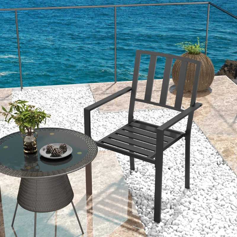 Black Metal Garden Chair Set - 2 Pack