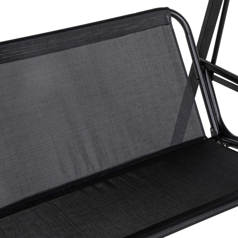 Black 2-Seater Garden Swing Bench with Adjustable Canopy