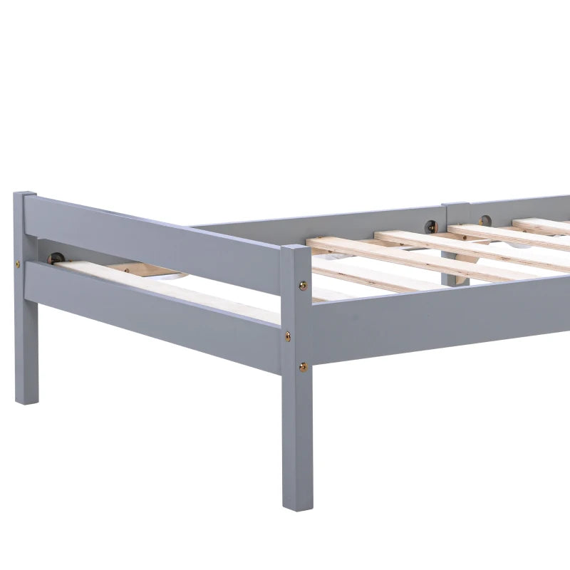 3ft Single Bed Frame with Headboard & Footboard - Easy Assembly Daybed for Teens & Adults - Grey Wood Slat Support 196x94x77 cm
