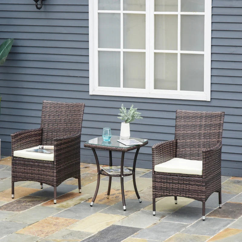 Brown Rattan Outdoor Armchair Set with Cushions
