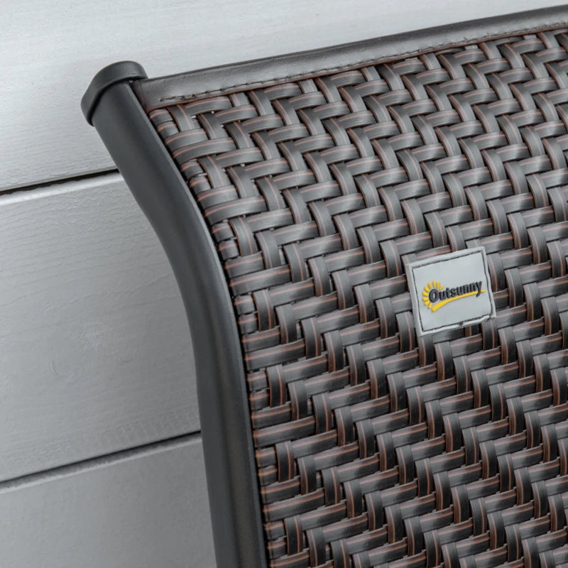 Set of 2 Adjustable Folding Garden Chairs - 7-Position Recline, Brown Outdoor Seating for Patio & Deck