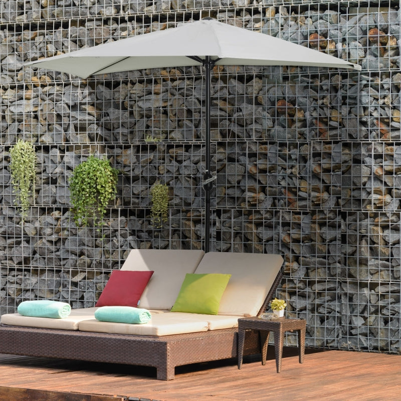 2.7m Cream White Half Garden Parasol with Steel Ribs