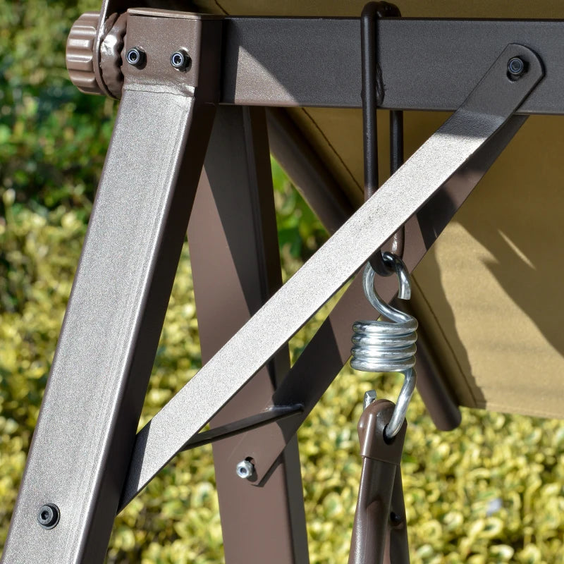 Brown 2 Seater Garden Swing Chair With Metal Frame