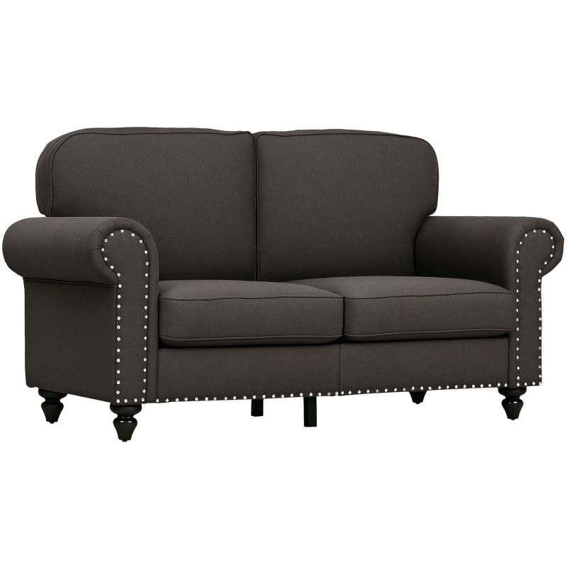 Mid-Century Two-Seater Sofa with Pocket Springs in Dark Brown - Stylish and Comfortable Seating