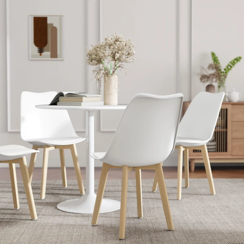 Stylish Five-Piece Modern White Dining Set - Perfect for Contemporary Homes, Includes Table and Four Chairs