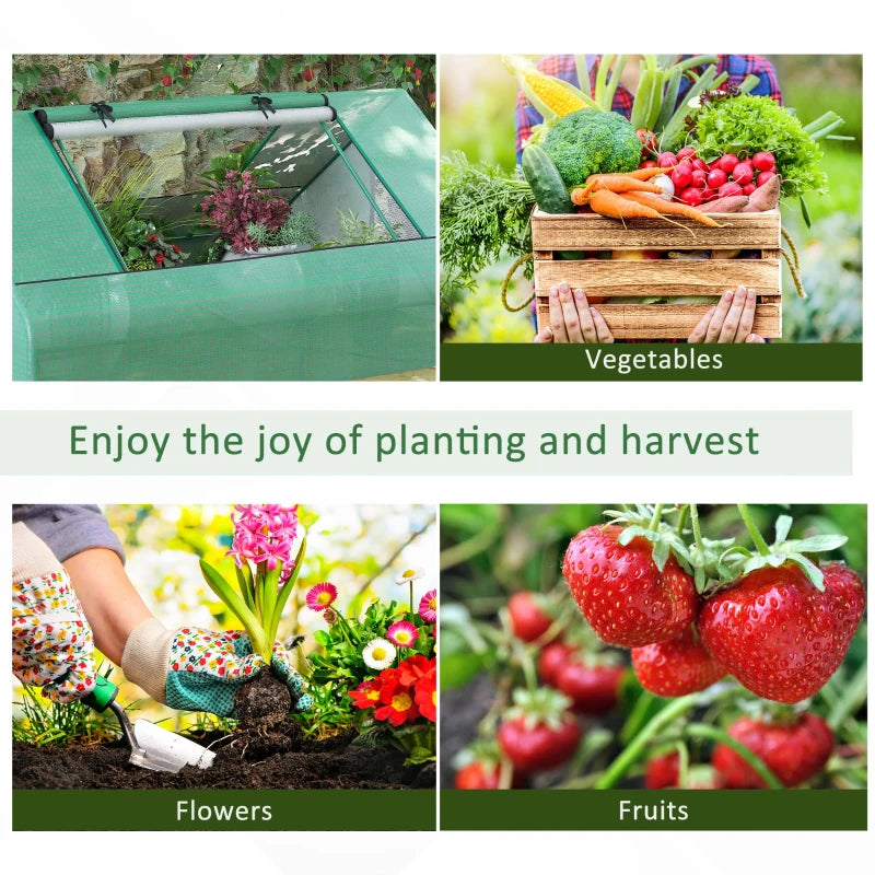 Dark Green Portable Mini Garden Greenhouse with Zipped Windows, 180x140x80cm