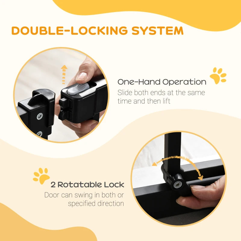 Pressure Fit Dog Stair Gate - No Drilling Safety Gate with Auto Close, Adjustable 74-80cm, 94cm Tall, Black for Doorways & Hallways