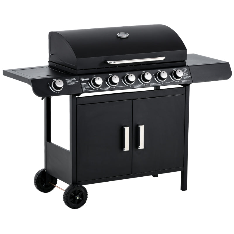 7-Burner Gas Grill with Thermometer & Storage, Black