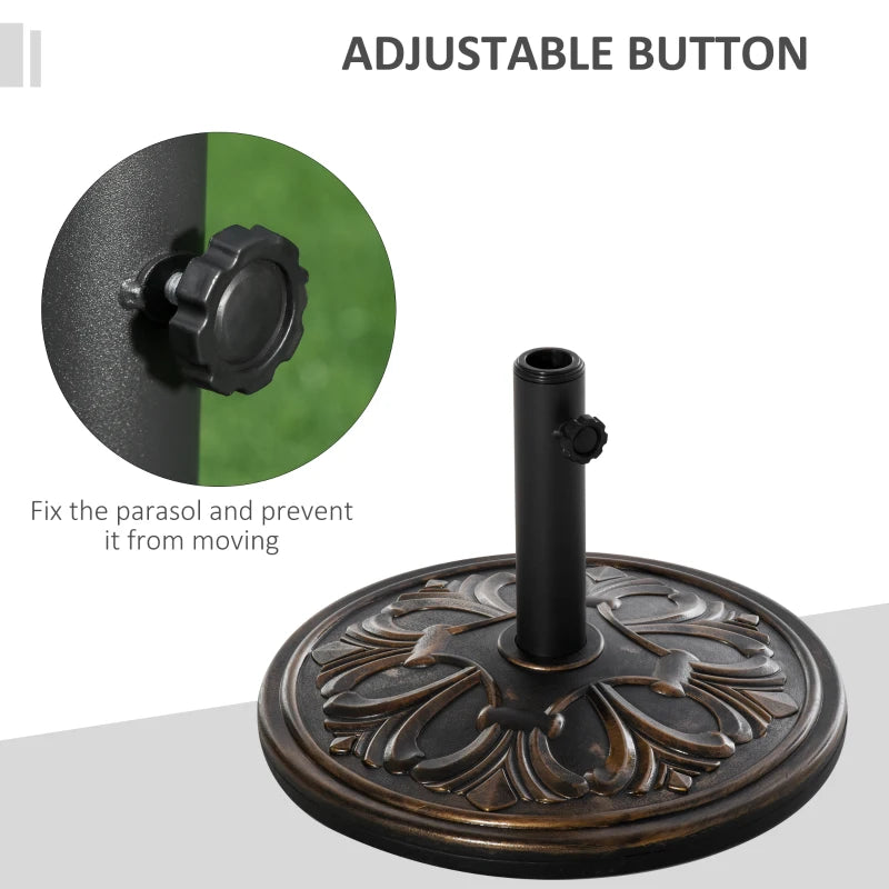 Bronze Round Umbrella Base Stand for Outdoor Garden - 13kg Weight