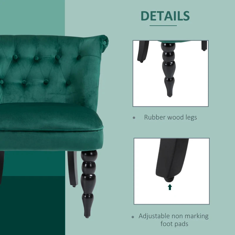 Velvet-Feel Wingback Accent Chair with Wooden Legs in Green - Stylish Home Furniture