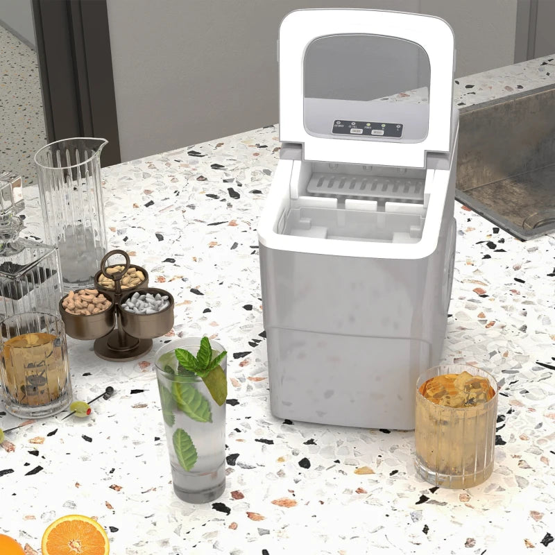 12kg Countertop Ice Cube Maker Machine with Scoop - Silver-Tone, Perfect for Home Bars and Parties