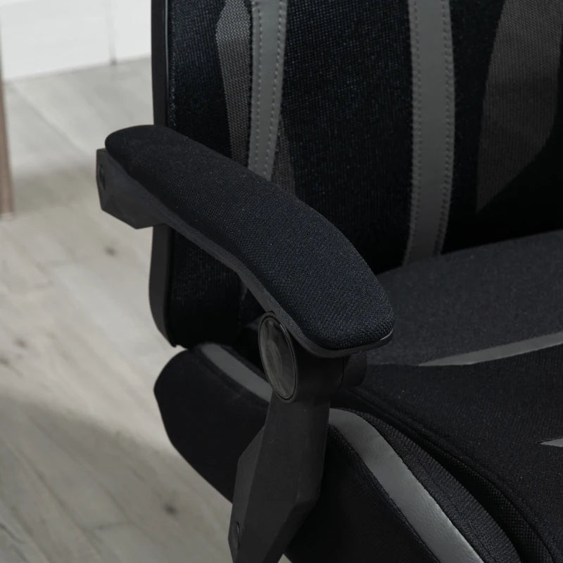 Vinsetto Ergonomic Mesh Office Chair with Footrest & Lumbar Support - Adjustable Height, Swivel Wheels, Black Grey
