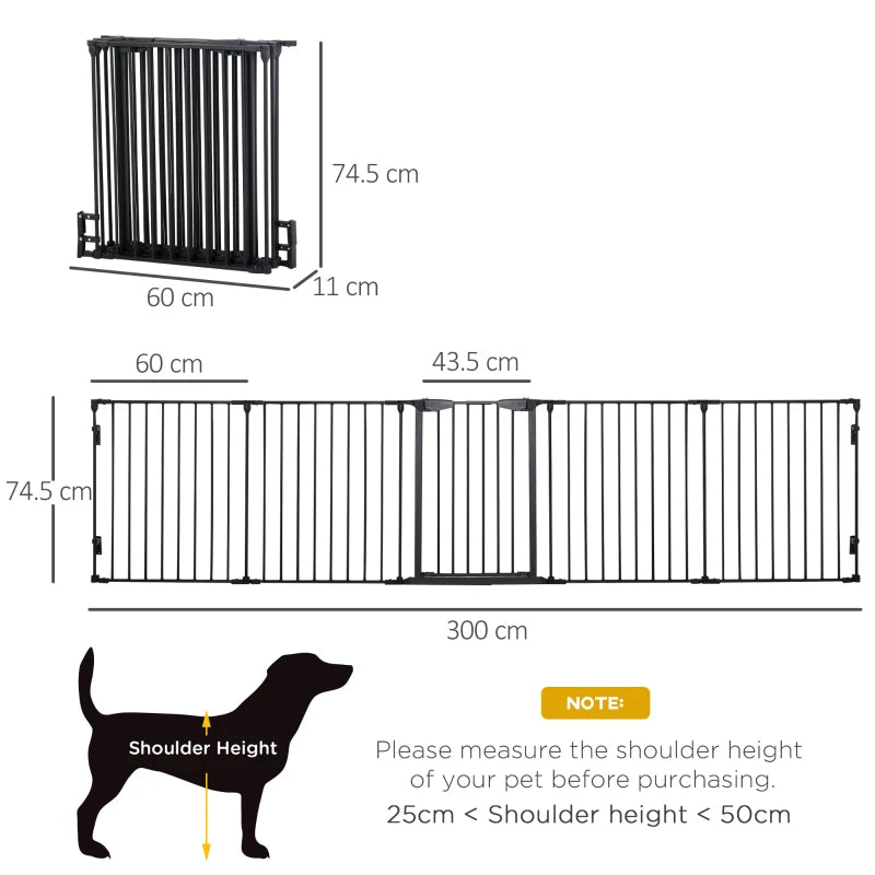 5-Panel Metal Pet Playpen with Walk-Through Door - Black Dog Fence for Indoor/Outdoor Use, Durable & Easy to Assemble