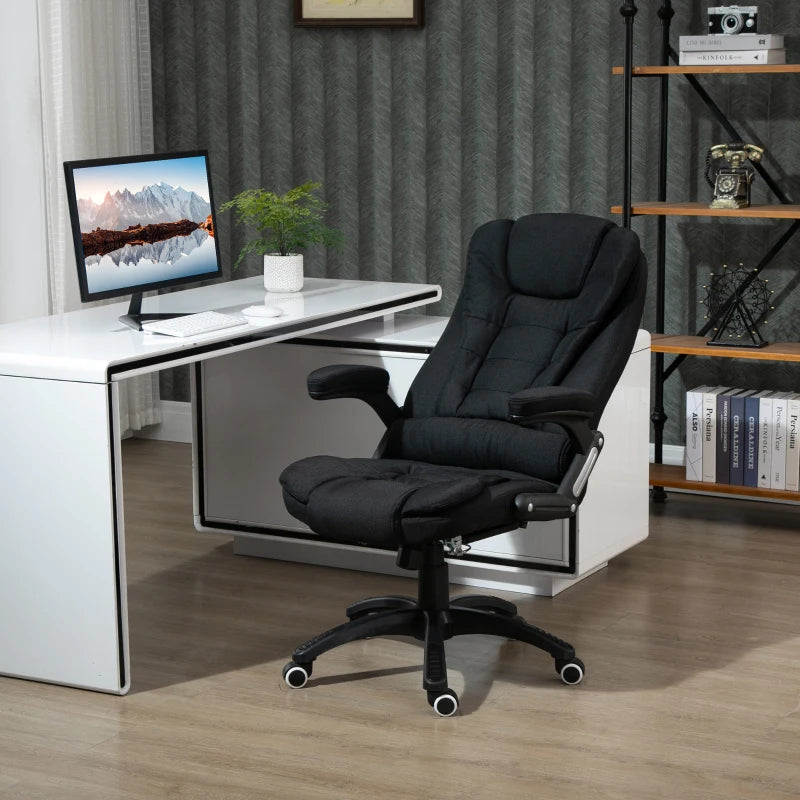 Vinsetto Ergonomic Office Chair - Adjustable Height, Reclining, Tilt Function, Comfortable Desk Chair with Armrests - Black