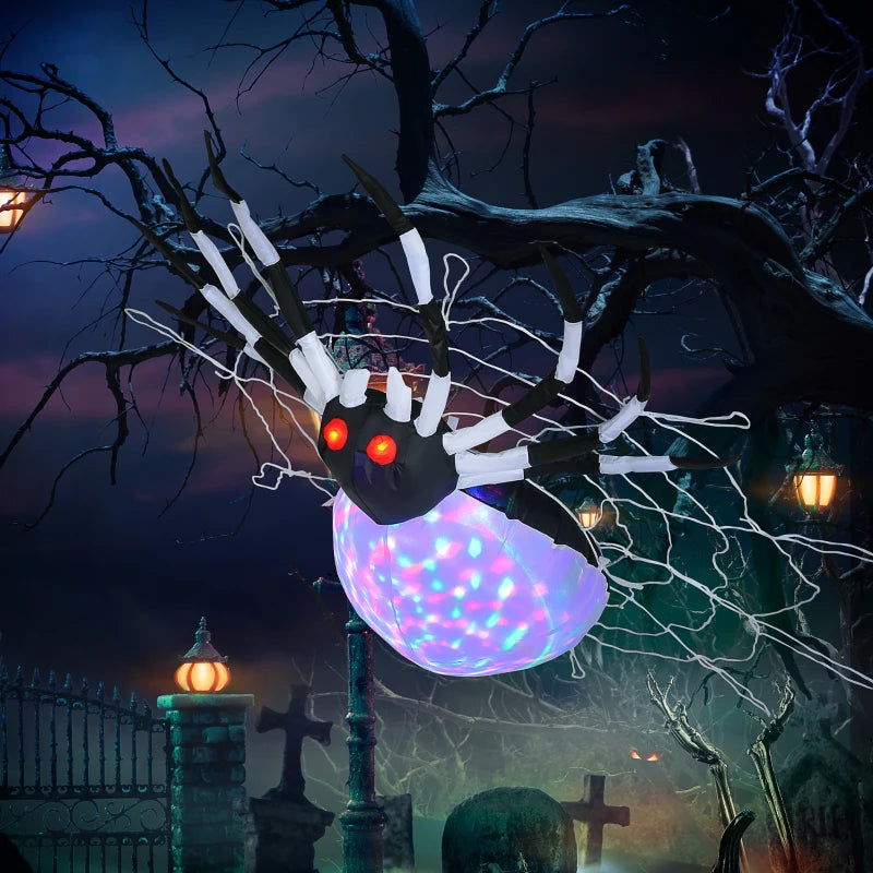 5FT Halloween Inflatable Spider with Colorful LED Lights - Giant Blow-Up Outdoor Decoration for Lawn & Party Display