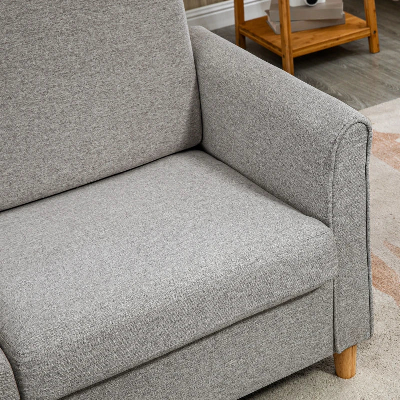 Modern Compact Loveseat Sofa for Living Room with Wooden Legs and Armrests in Light Grey