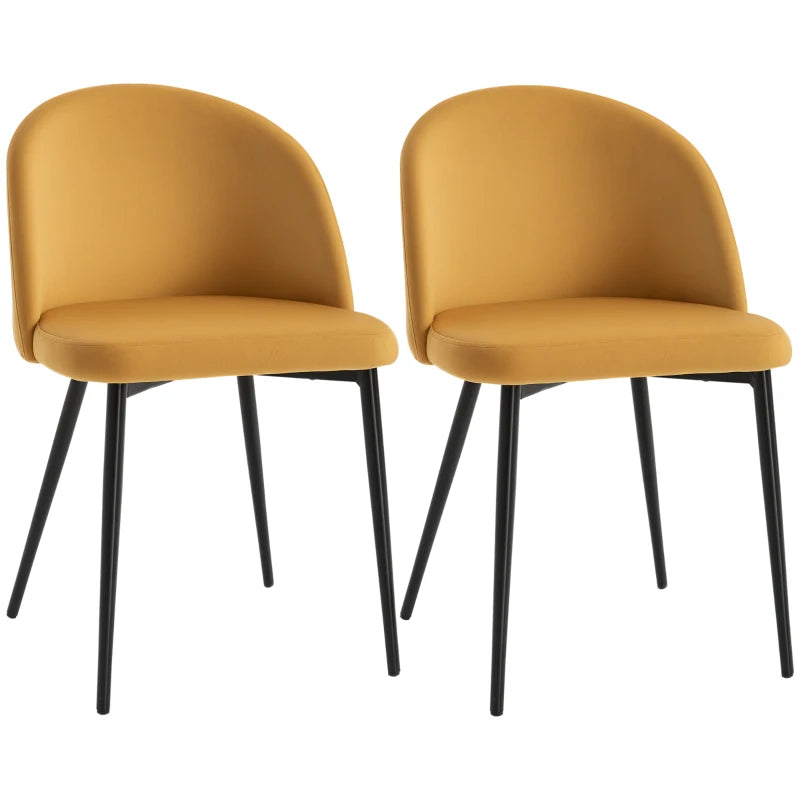 Contemporary Yellow Dining Chairs Set of 2 - Soft Fabric Seat & Back for Office, Kitchen, Living Room