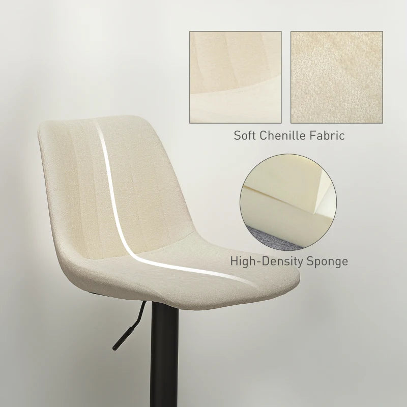 Set of 2 Beige Chenille-Feel Tub Bat Stools - Stylish & Comfortable Bathroom Seating for Relaxation