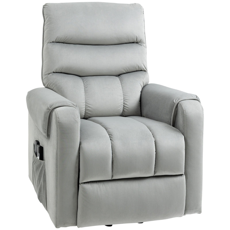 Electric Power Lift Recliner Chair with Vibration Massage, Remote Control and Side Pockets in Grey