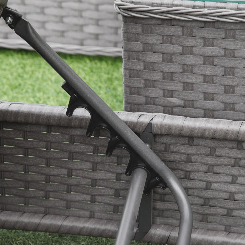 Grey Rattan Sun Lounger Set with Side Table