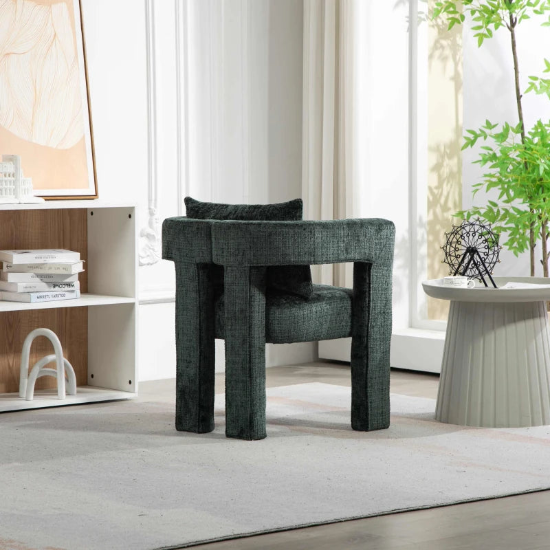 Modern Lounge Chair Set of 2 - Hollow Armrest Design, Cushions & Pillows, 60x44x65 cm, Stylish Emerald Color