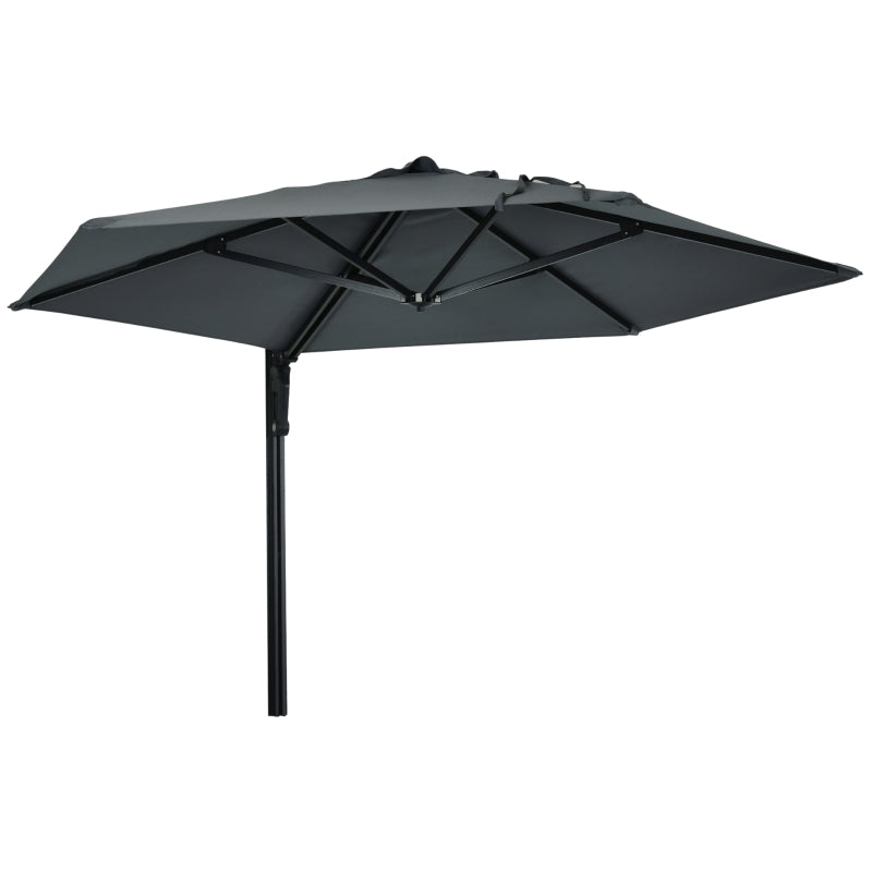 Dark Grey 2.5m Rotatable Wall Mounted Patio Umbrella