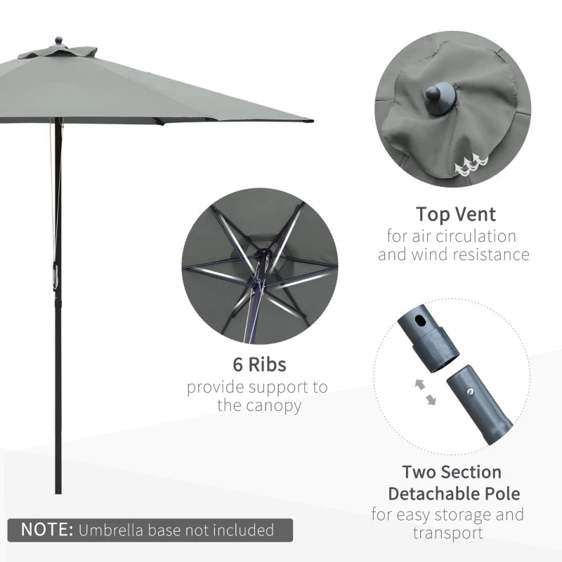 Dark Grey 2.8m Round Garden Parasol Umbrella