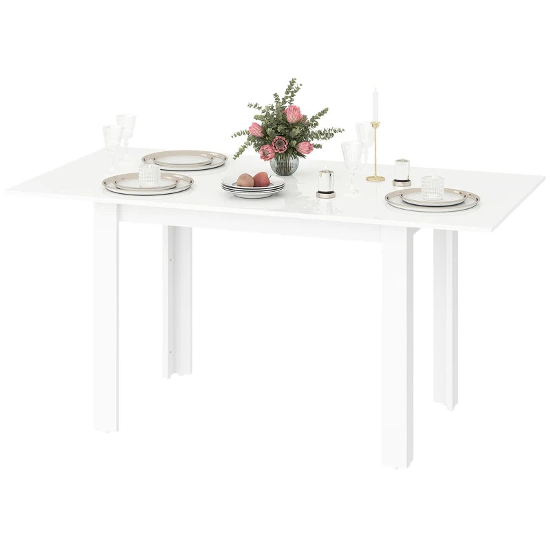 Extendable Six-Person High Gloss White Dining Table - Modern Design for Elegant Dining Rooms