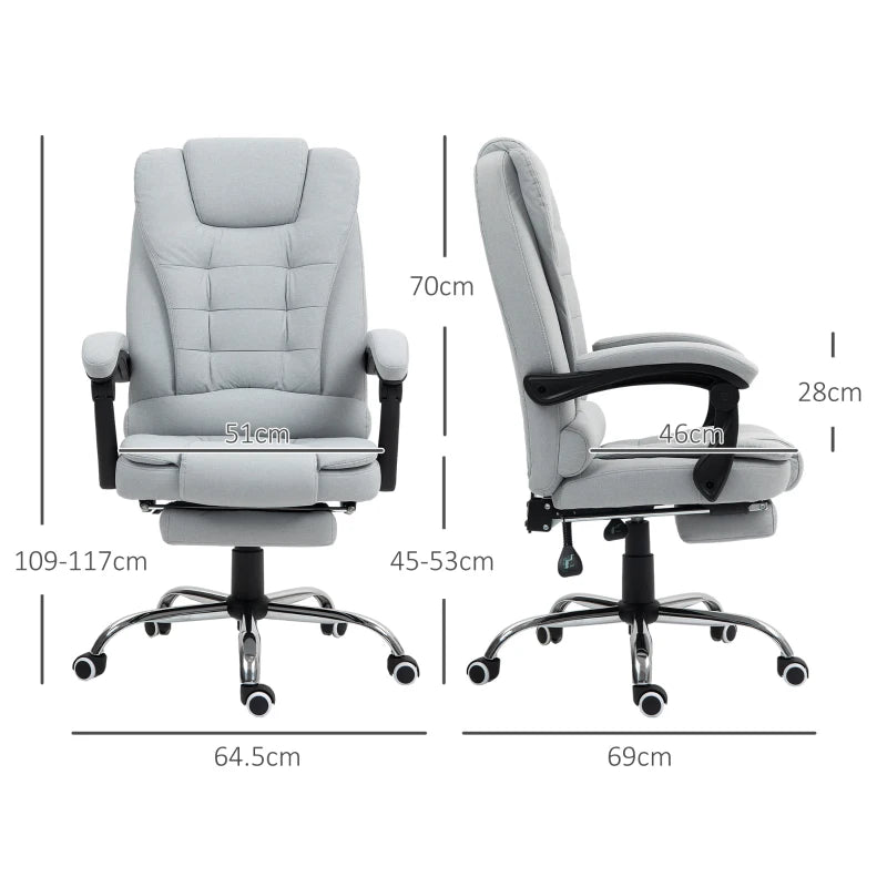 Light Grey Linen-Look Adjustable Office Chair - Ergonomic Design for Home & Office, Stylish Comfort, Perfect for Workspaces