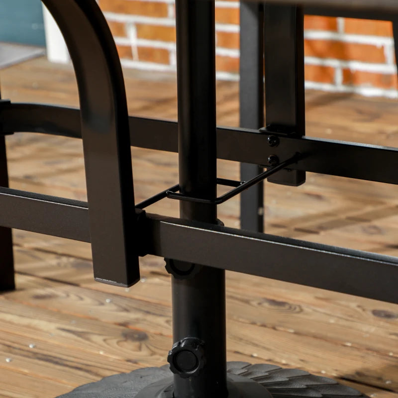 Wood-Effect Steel Garden Table for Six with Parasol Hole