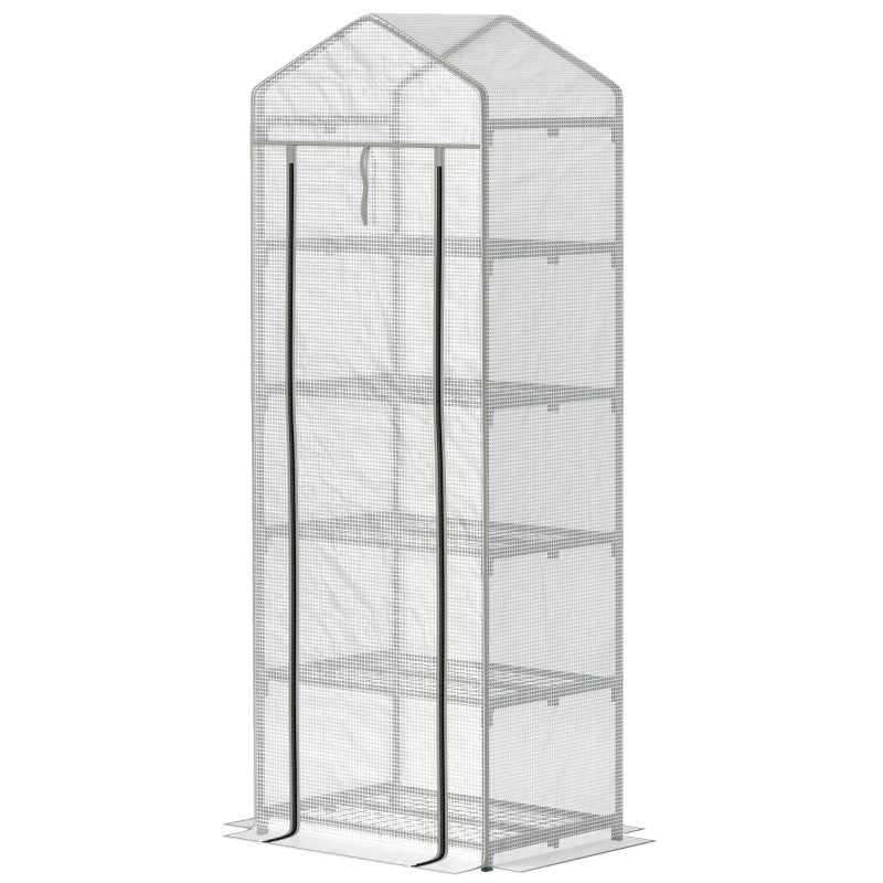 193cm White Five Shelf Mini Greenhouse - Indoor/Outdoor Plant Storage