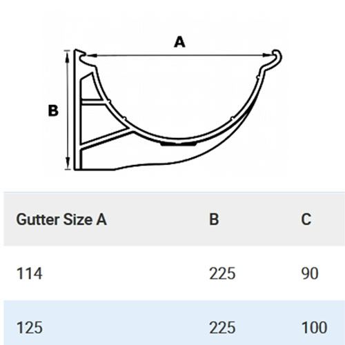 115mm (4.5") SnapIT Express Aluminium Half Round Fascia Bracket - RAL 9005M Matt Black