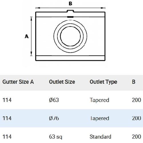 115mm (4.5") SnapIT Express Aluminium Half Round 63mm Outlet - RAL 9005M Matt Black