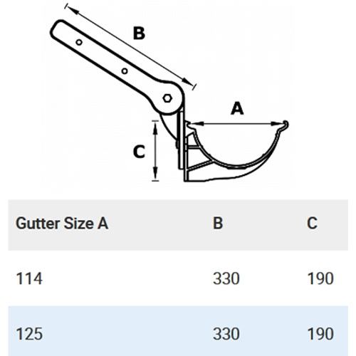 115mm (4.5") SnapIT Express Aluminium Half Round Side Fix Rafter Bracket - RAL 9005M Matt Black