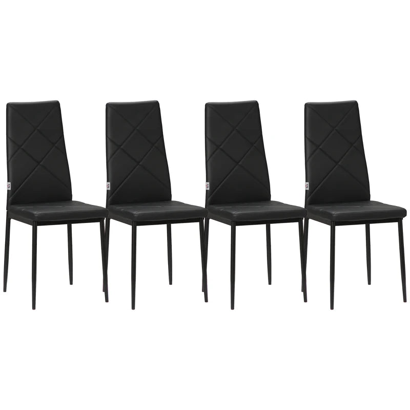 Stylish Set of 4 Black Faux Leather Dining Chairs - Modern Design for Home & Kitchen Decor